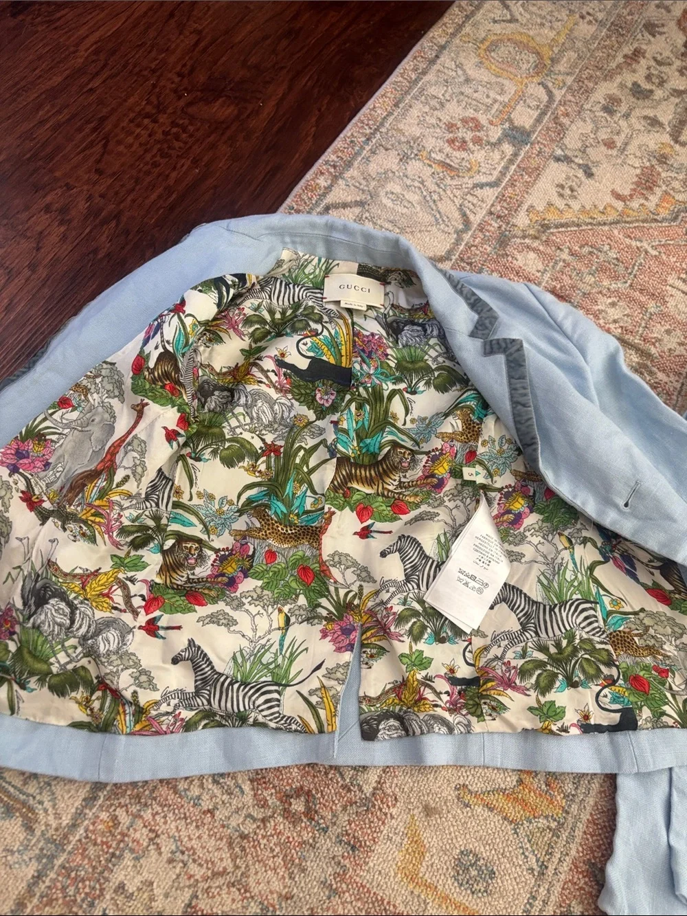 Gucci Kids White Button-Front Shirt with Light Blue Jacket & Pants Set